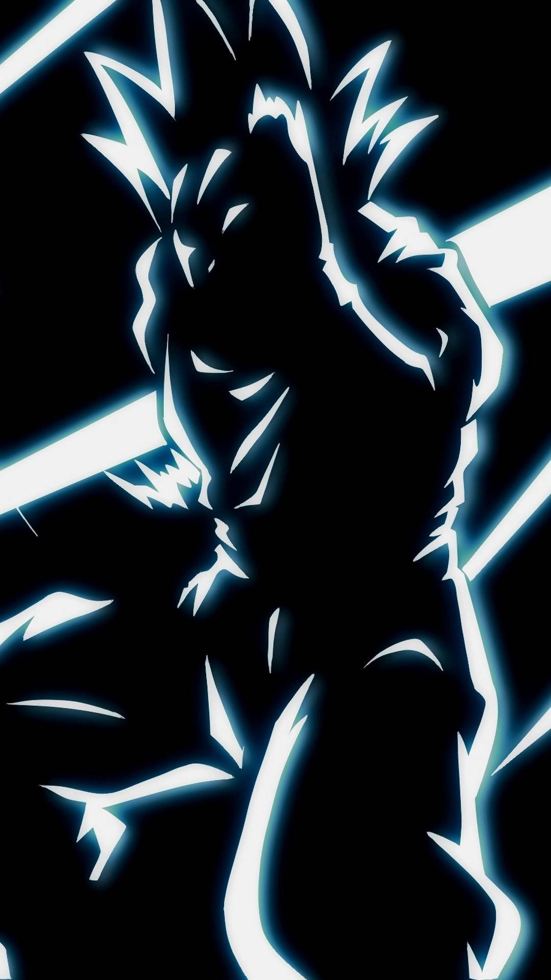 Caption: Thrilling Silhouette Of Black Goku Phone Wallpaper Background