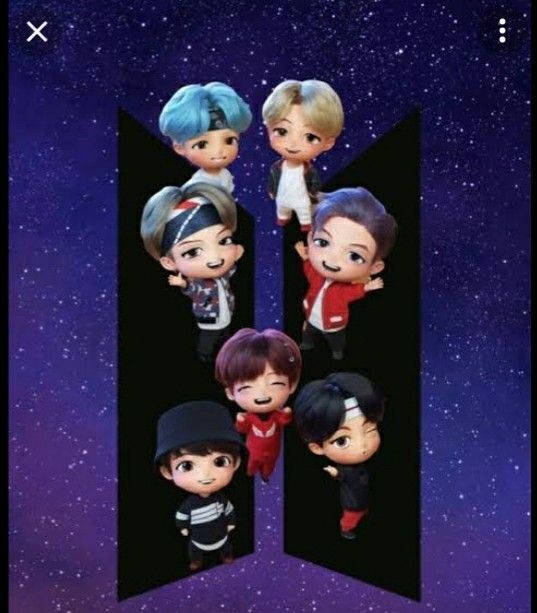 Caption: Tinytan Bts Shining Brightly Against The Starry Blue Background