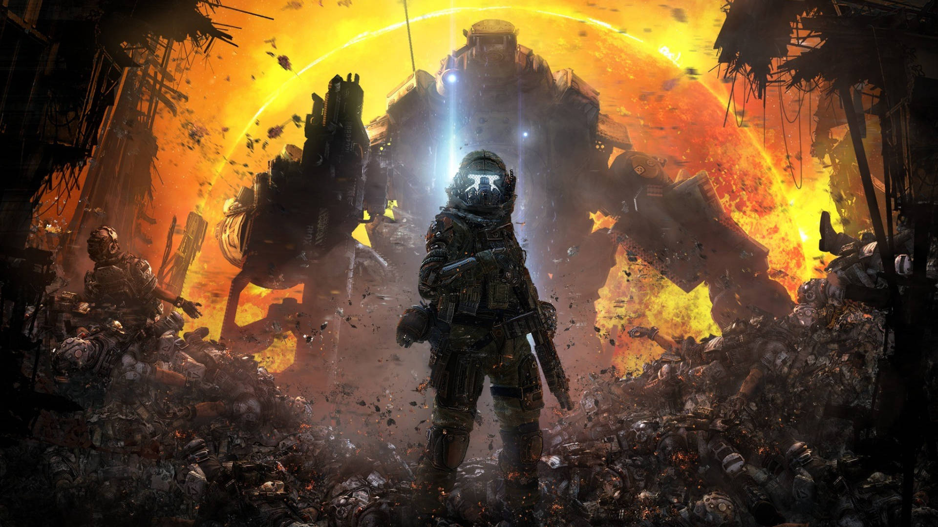 Caption: Titanfall Game Titan Emerges Background