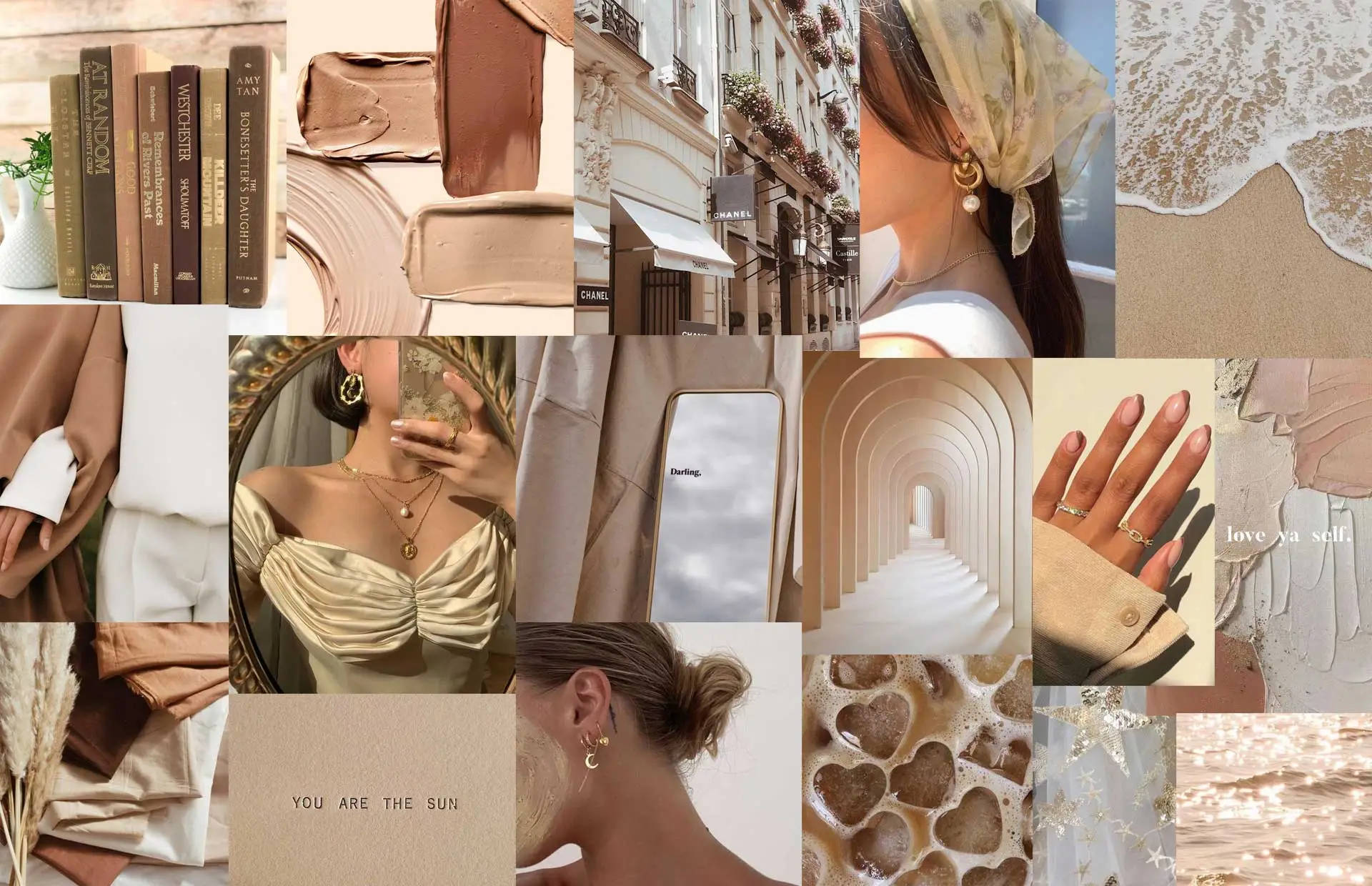 Caption: Tranquil Shades Of Beige - A Femine Accessories Aesthetic Collage