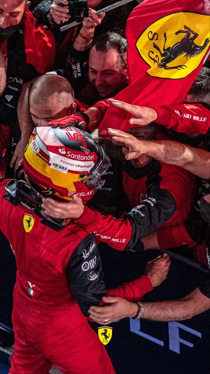 Caption: Triumphant Moment Of Carlos Sainz Jr. After A Glorious Victory