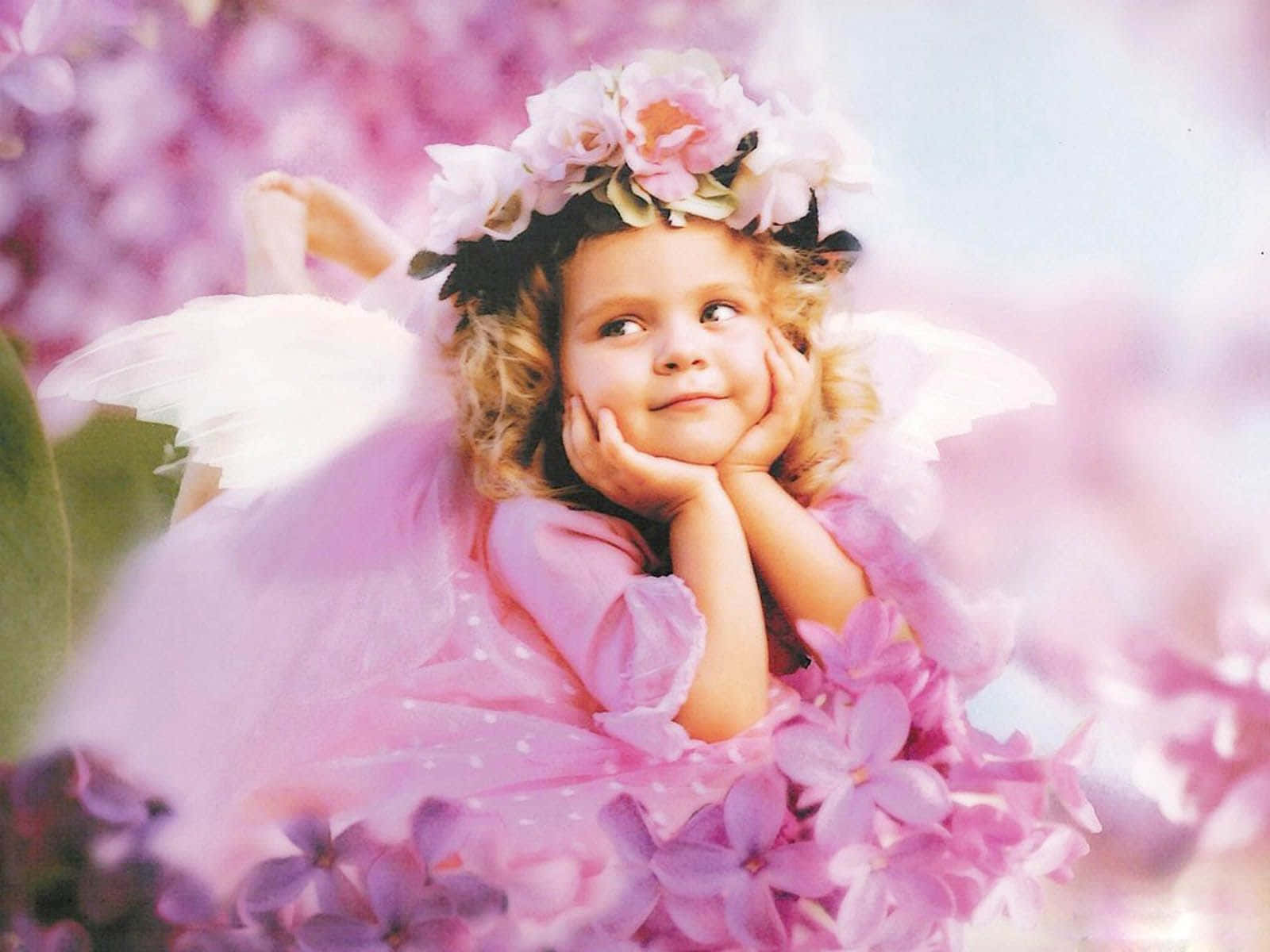 Caption: Two Adorable Cherubs In A Heavenly Cloudscape Background
