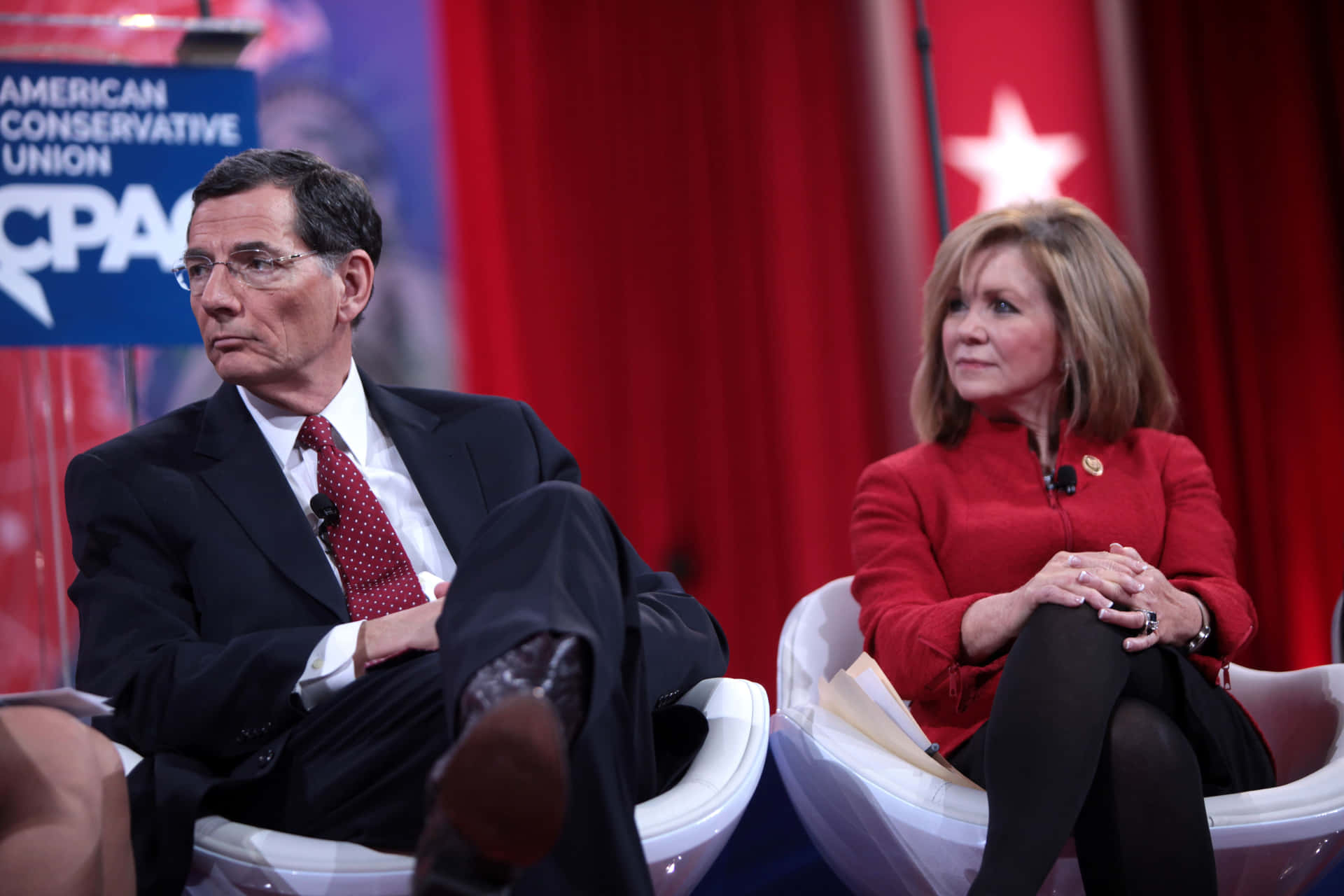 Caption: U.s. Senators John Barrasso And Marsha Blackburn In Discussion Background