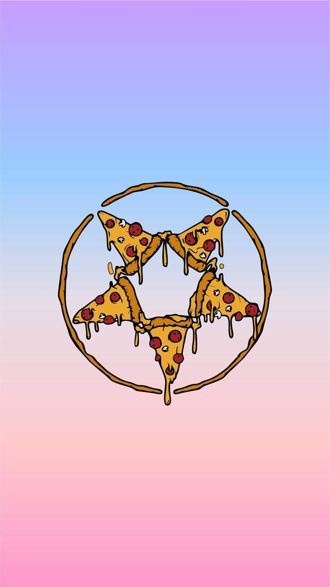 Caption: Unique Pepperoni Pizza Pentagram Design Background