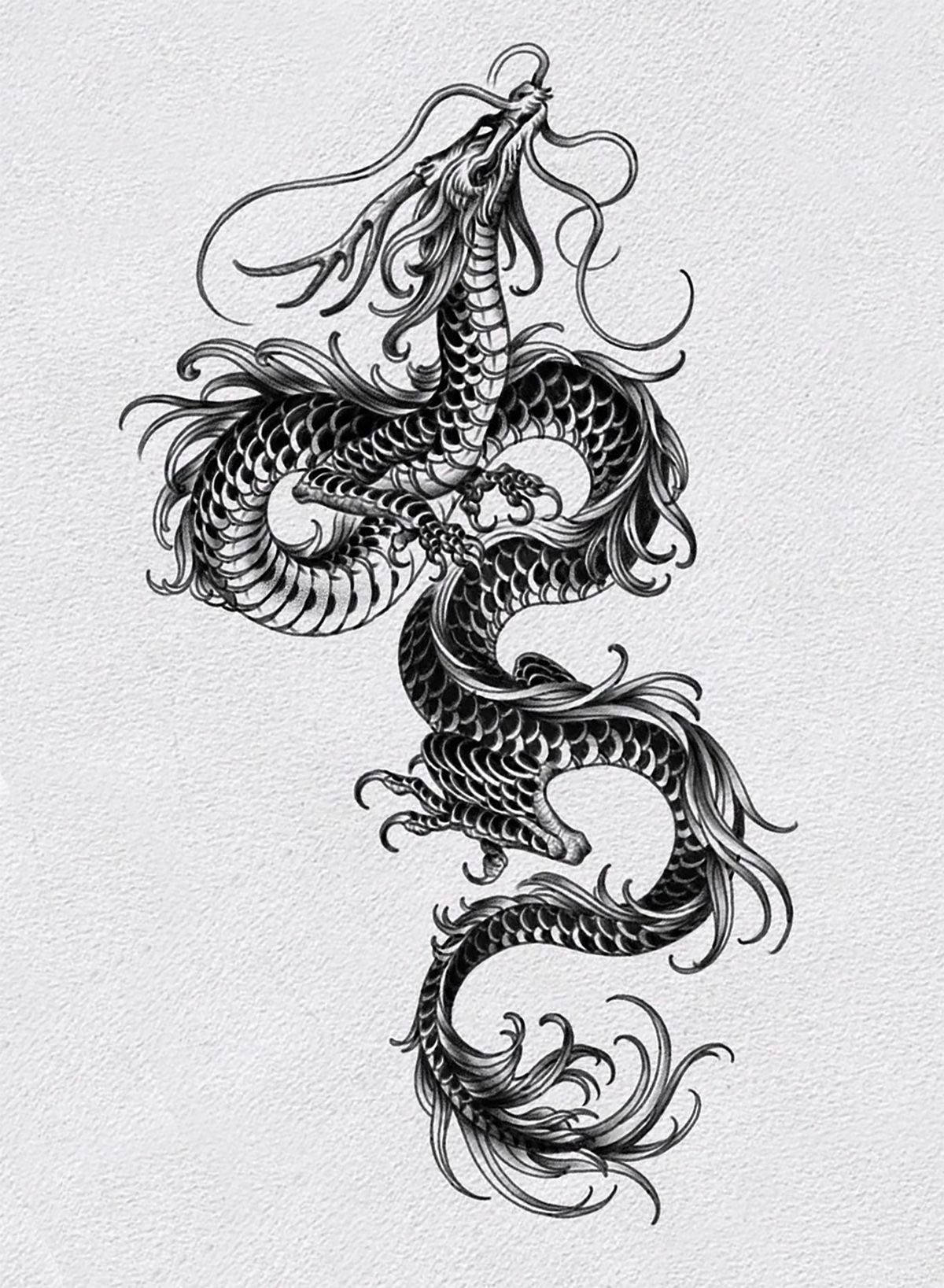 Caption: Unleashing Fury, The Elegance Of A Japanese Dragon Tattoo Background