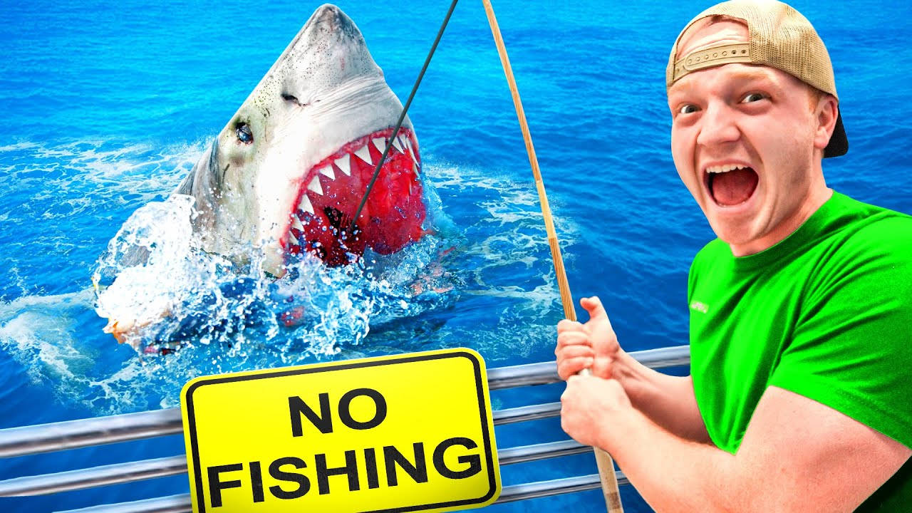 Caption: Unspeakable Youtuber Adventurously Fishing For A Shark