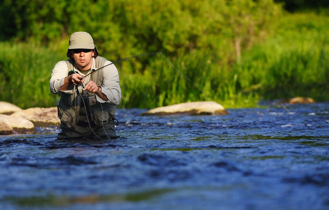 Caption: Unveiling The Art Of Fly Fishing Background