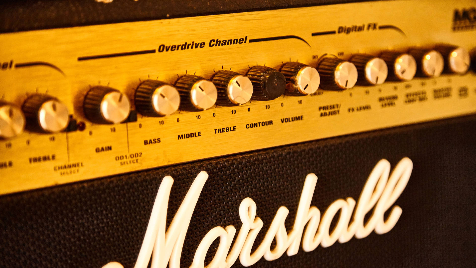 Caption: Up Close And Personal With A Marshall Amplifier Background