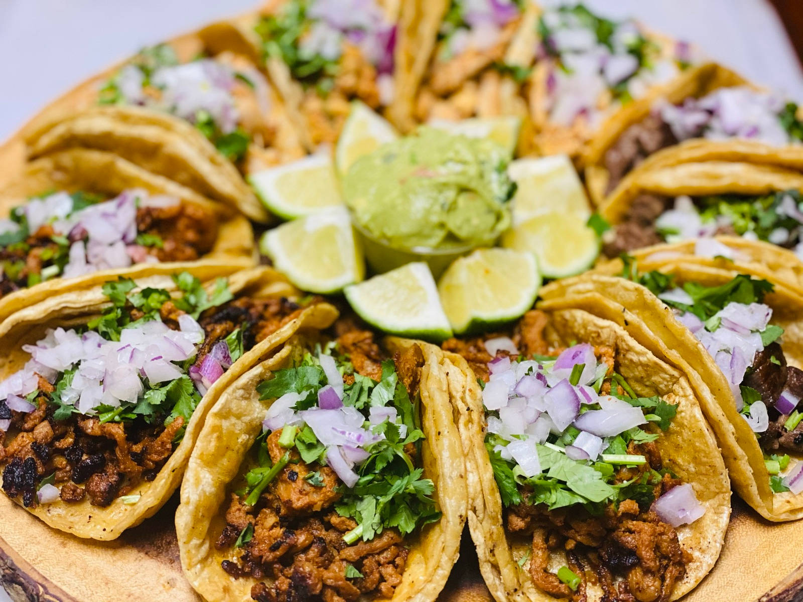 Caption: Vibrancy On A Plate - Tacos Al Pastor Platter Background