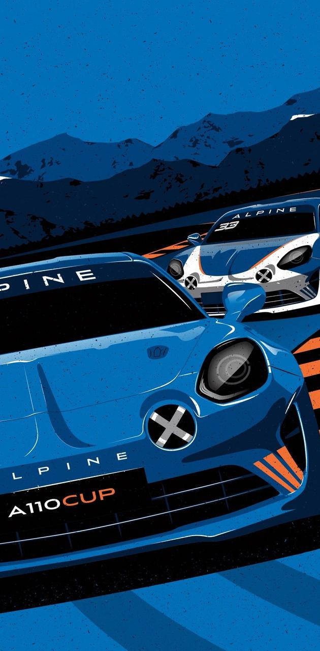 Caption: Vibrant Alpine Sports Car Illustration Background