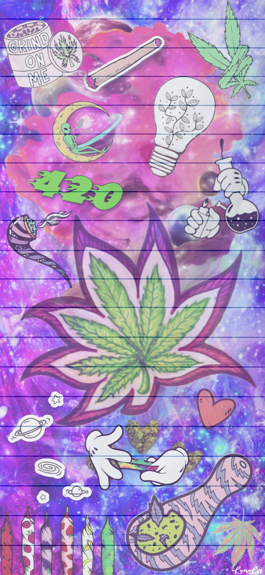 Caption: Vibrant Artistic Weed Design For Iphone Wallpaper Background