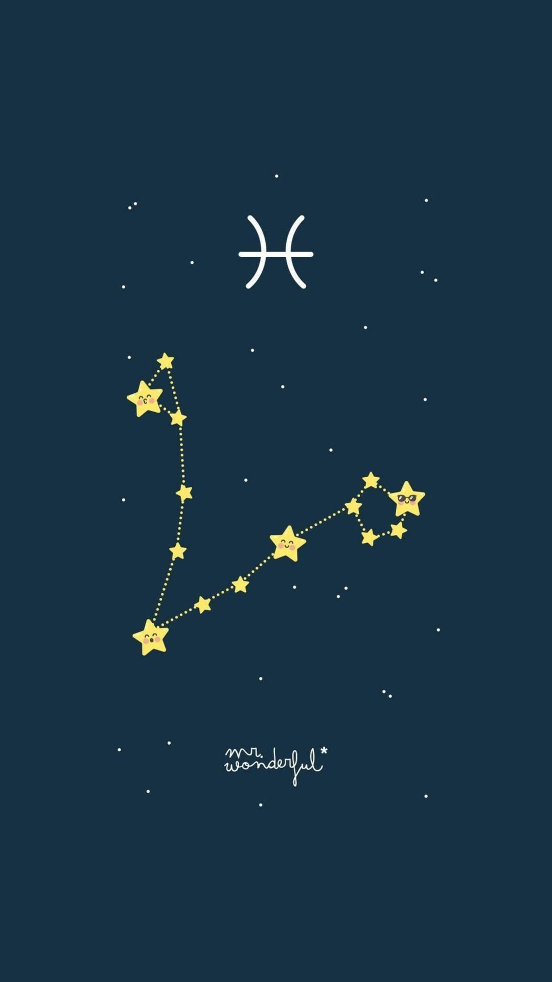 Caption: Vibrant Cartoon Illustration Of Pisces Constellation In The Starry Night Sky Background