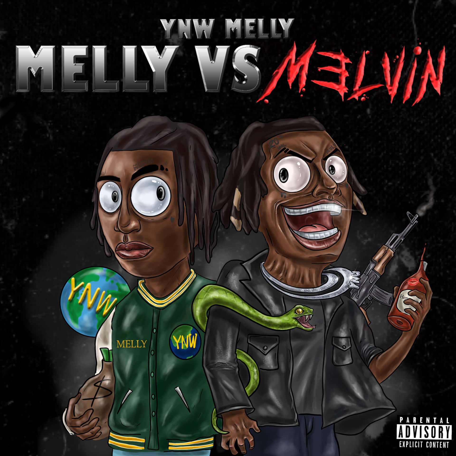 Caption: Vibrant Cartoon Illustration Of Ynw Melly Background