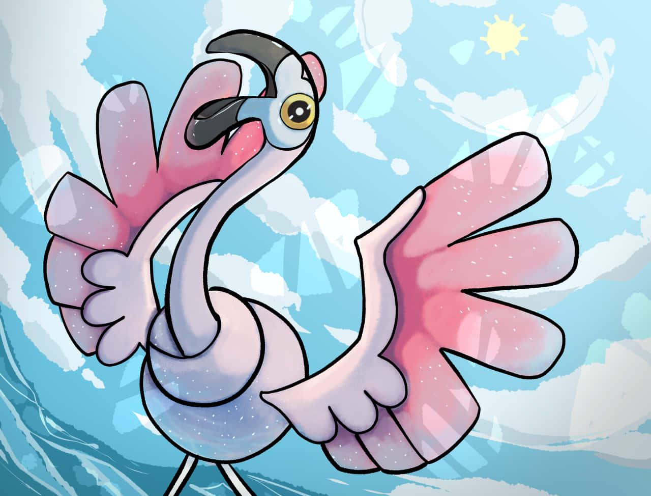 Caption: Vibrant Flamigo Pokemon Art