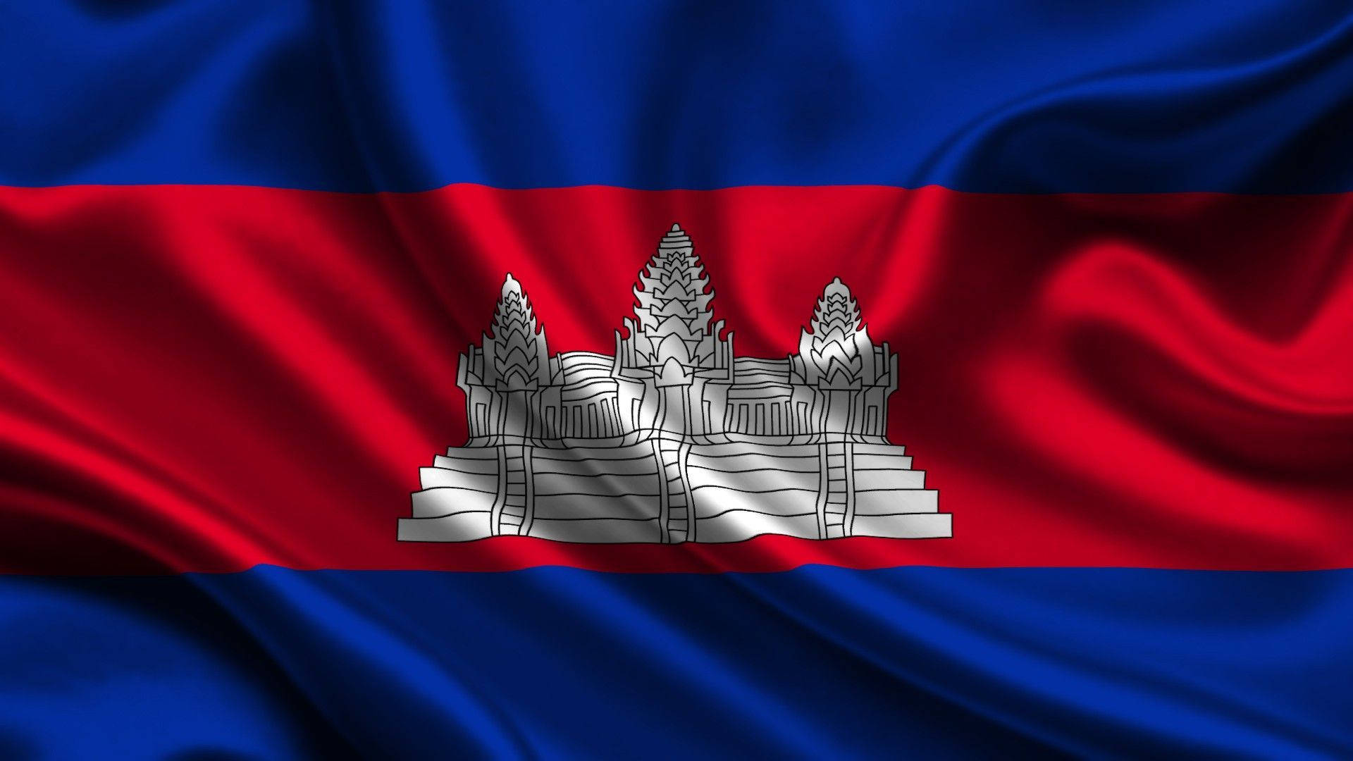 Caption: Vibrant National Flag Of Cambodia Background