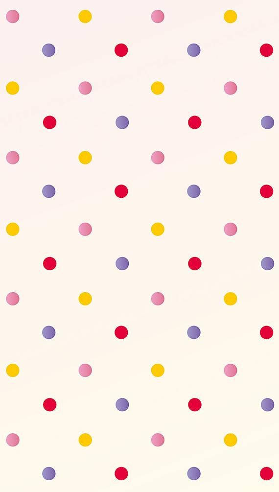Caption: Vibrant Polka Dot Design On Cream Background Background