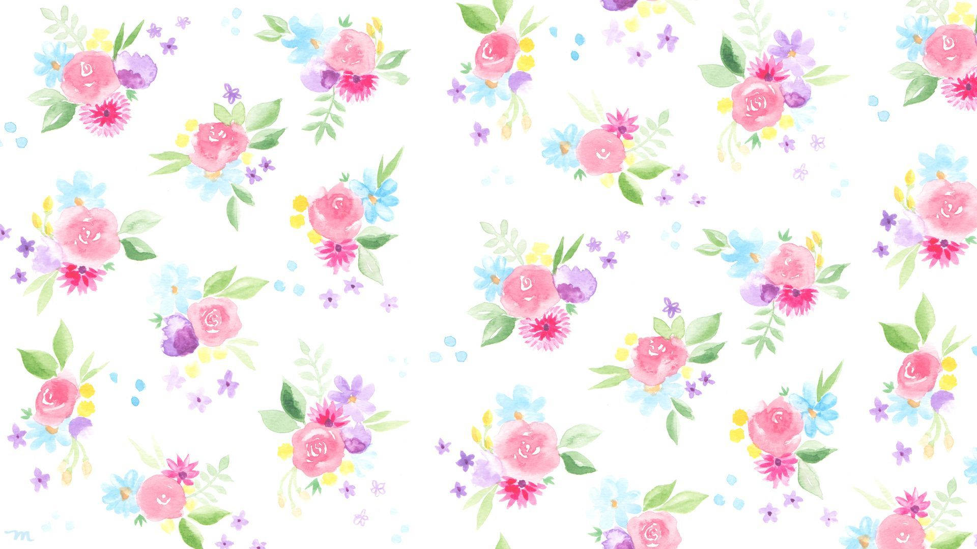 Caption: Vibrant Watercolor Floral Desktop Wallpaper Background