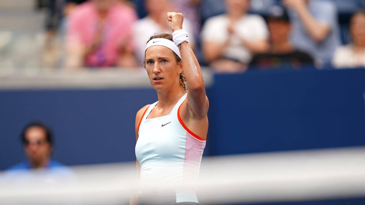 Caption: Victoria Azarenka Celebrating Victory