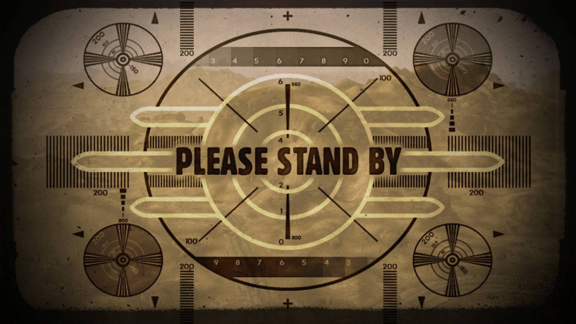 Caption: Vintage Please Stand By Screen With Fallout Reference Background