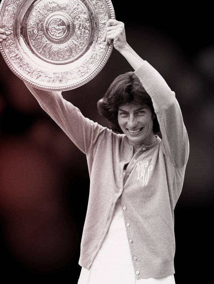 Caption: Virginia Wade Celebrating A Tennis Victory Background