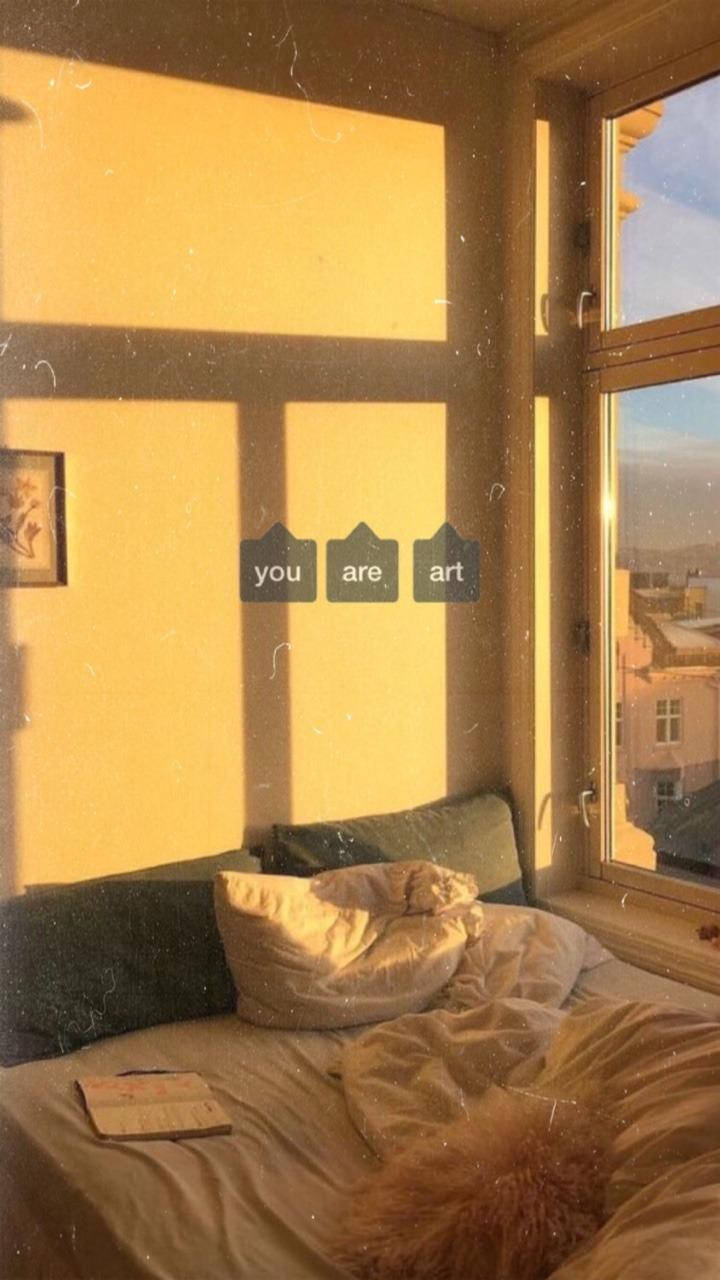 Caption: Warm Atmosphere In Aesthetic Yellow Room