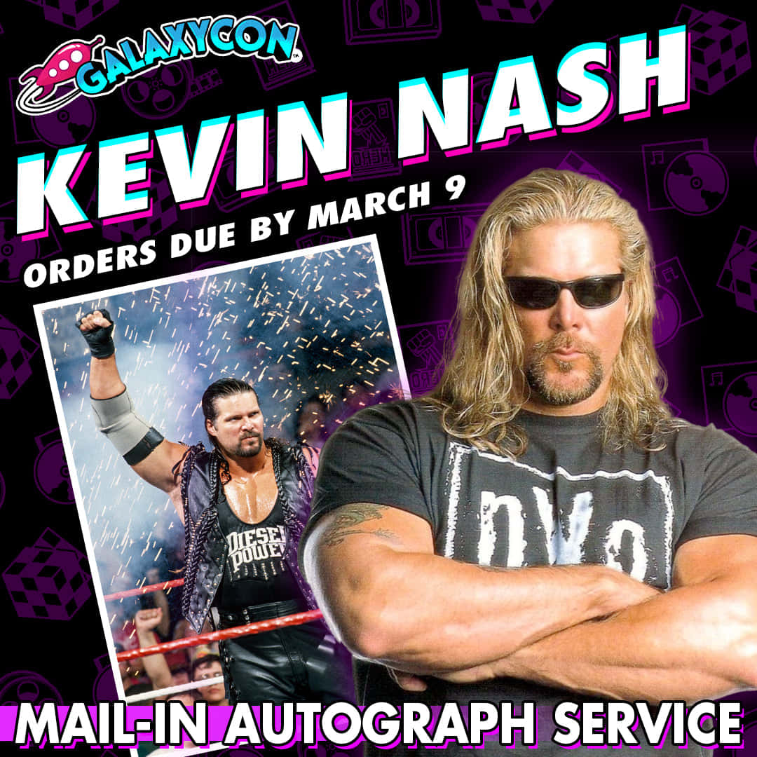 Caption: Wrestling Legend Kevin Nash Autograph Service Advertisement Poster Background