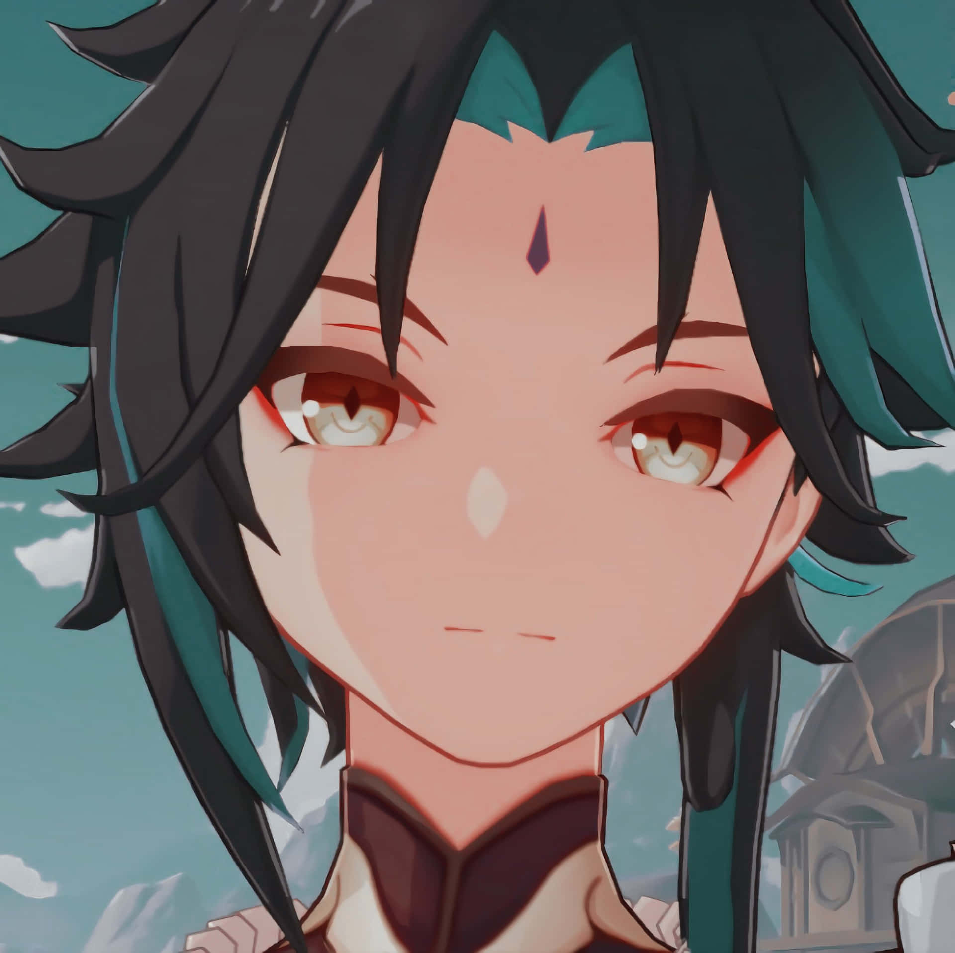 Caption: Xiao In Deep Contemplation Background