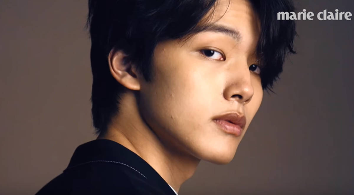 Caption: Yeo Jin Goo-striking His Graceful Pose For Marie Claire. Background