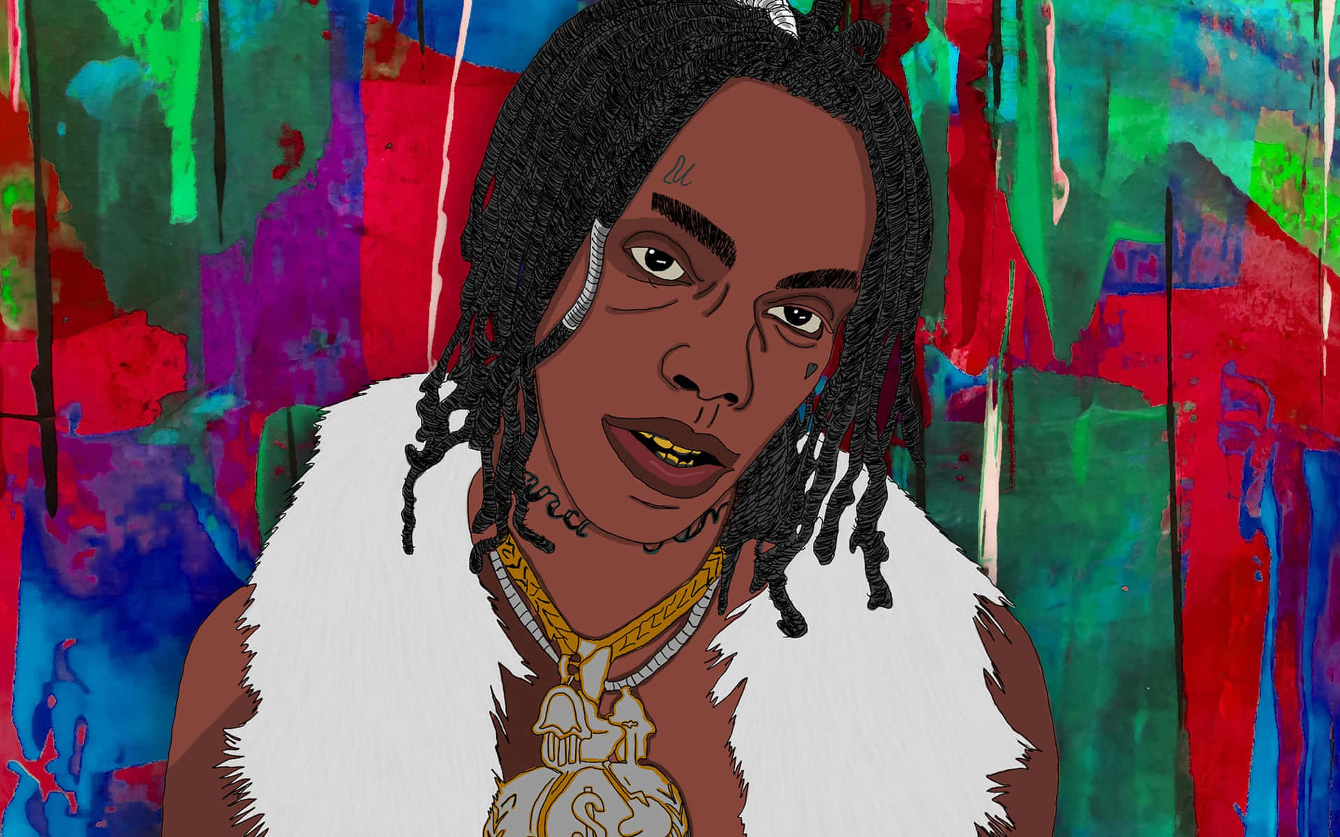 Caption: Ynw Melly In Animated Style Background