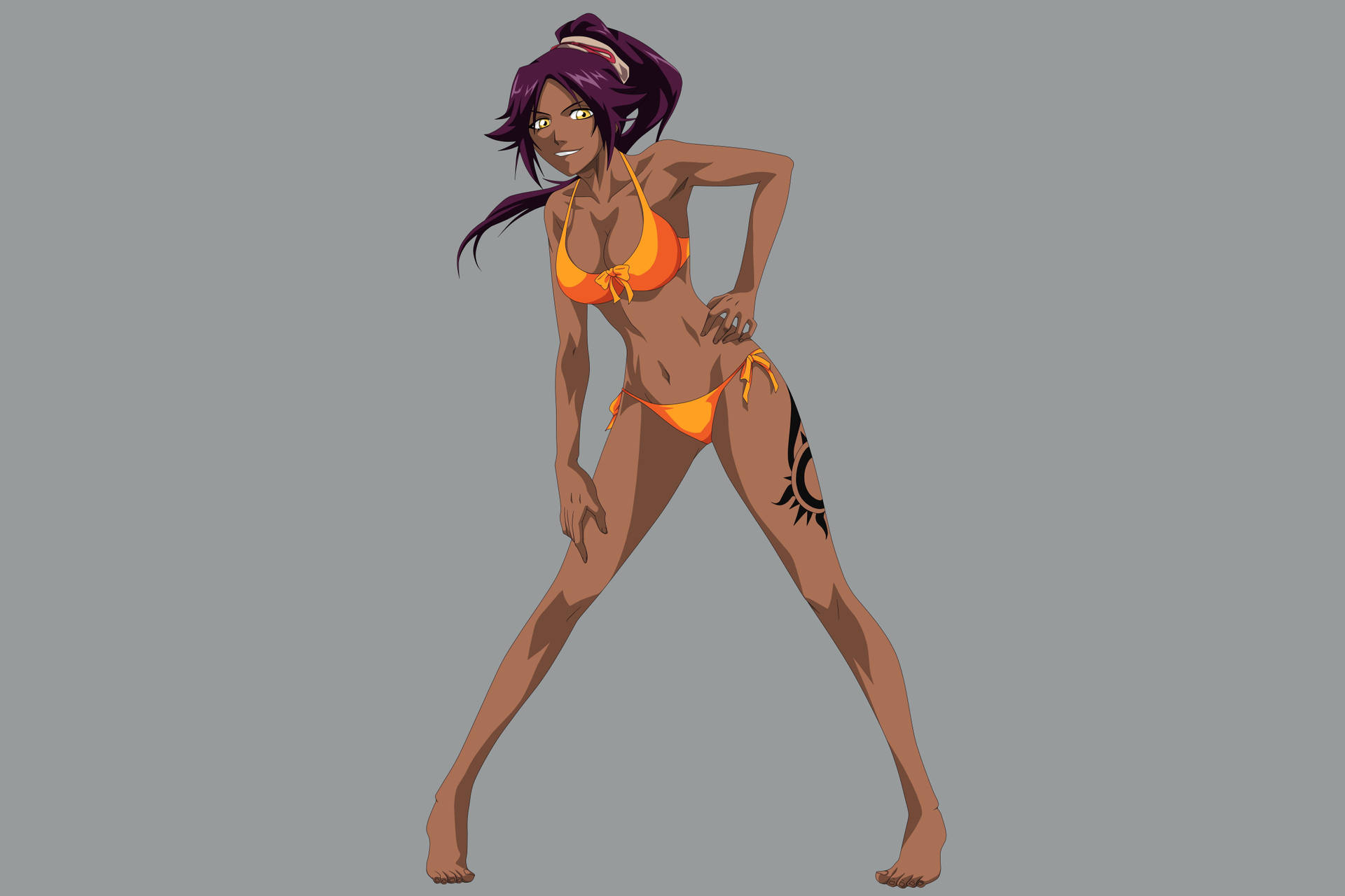 Caption: Yoruichi Shihouin In Swimwear - Revealing The Power And Beauty Of Stealth Background