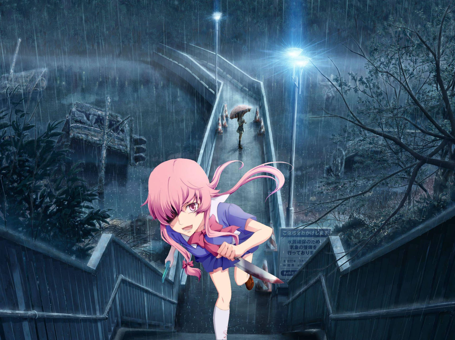 Caption: Yuno Gasai From Future Diary - Intensity Captured In One Image Background