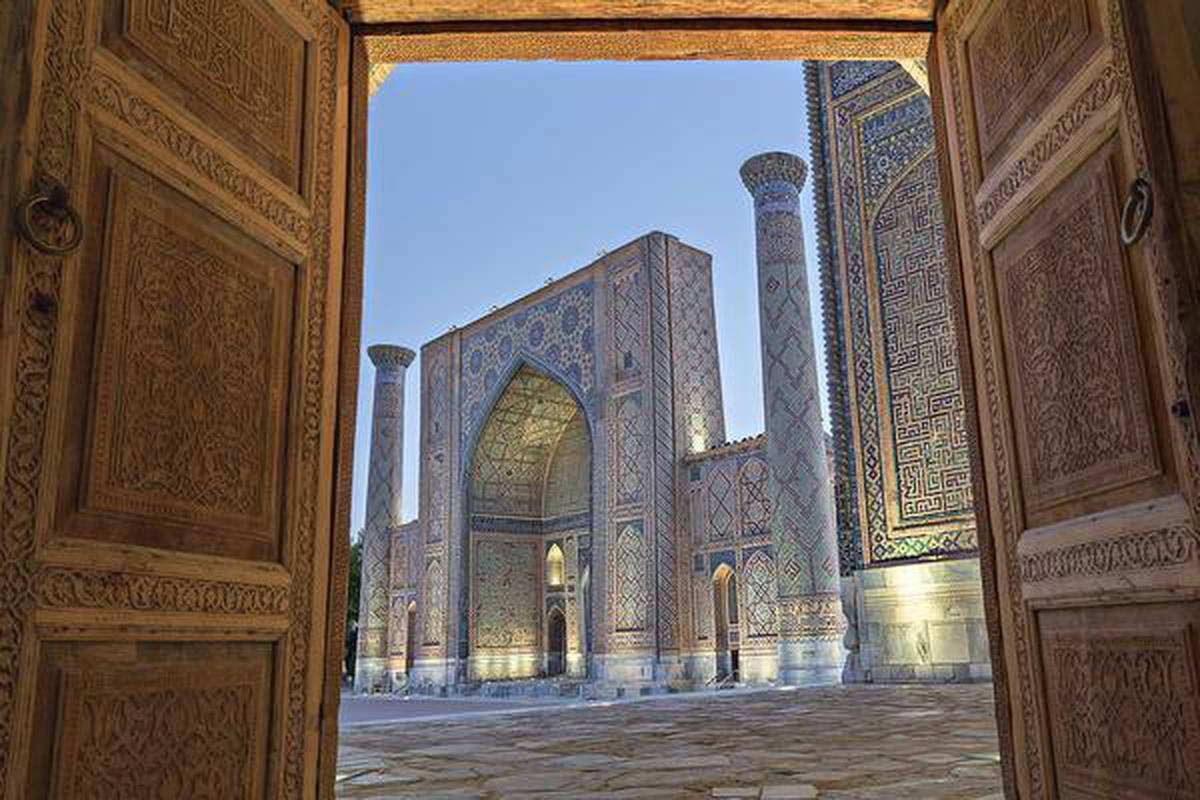 Captivating Architecture Of Ulugh Beg Madrasah In Samarkand Background