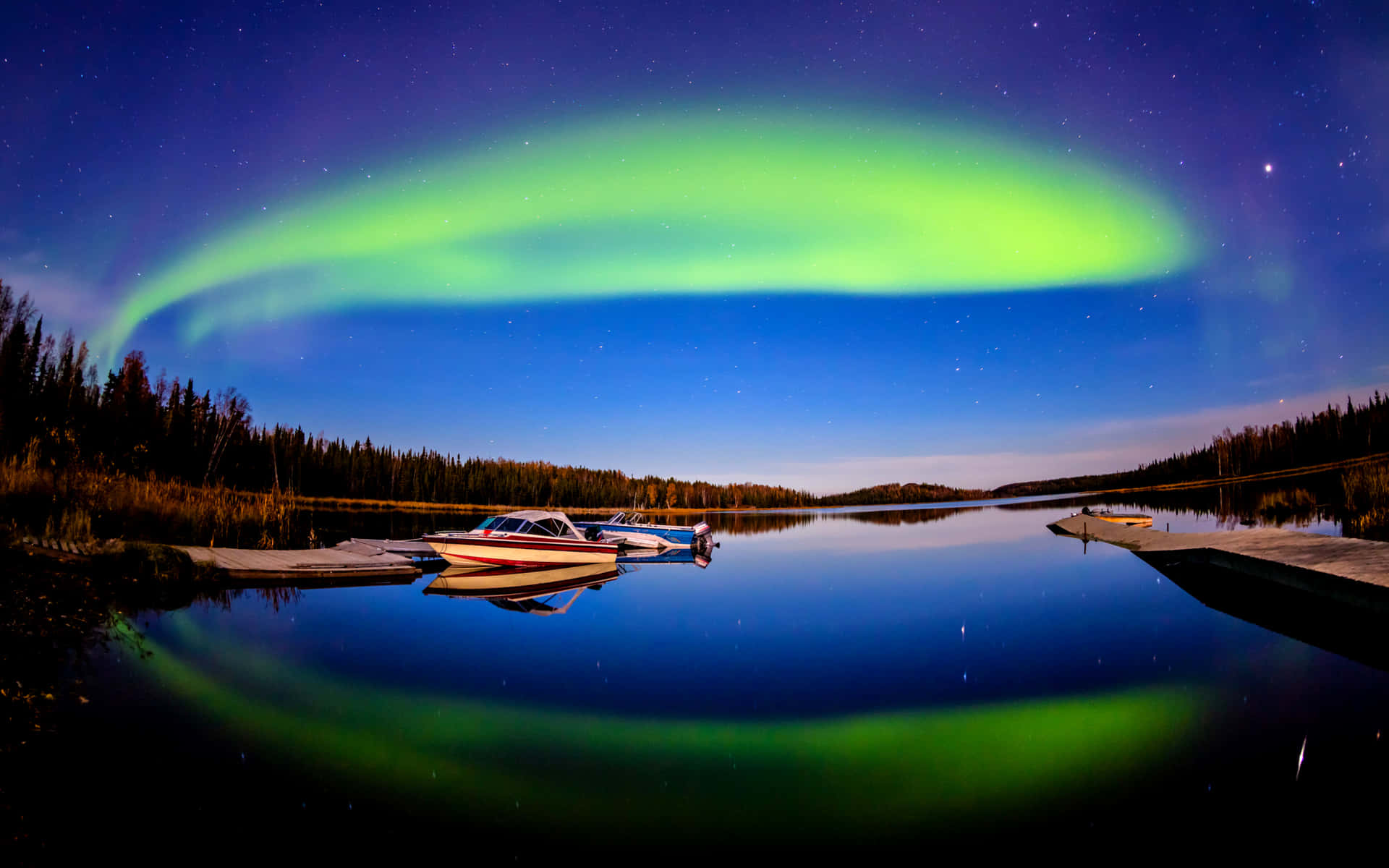 Captivating Aurora Borealis Light Show In The Night Sky Background