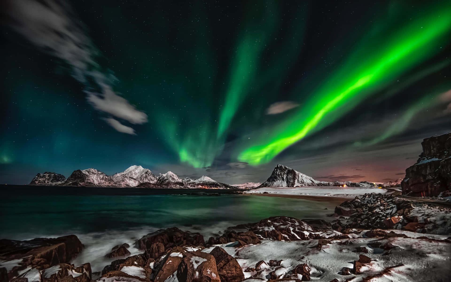 Captivating Aurora Borealis Lights Up The Night Sky Background