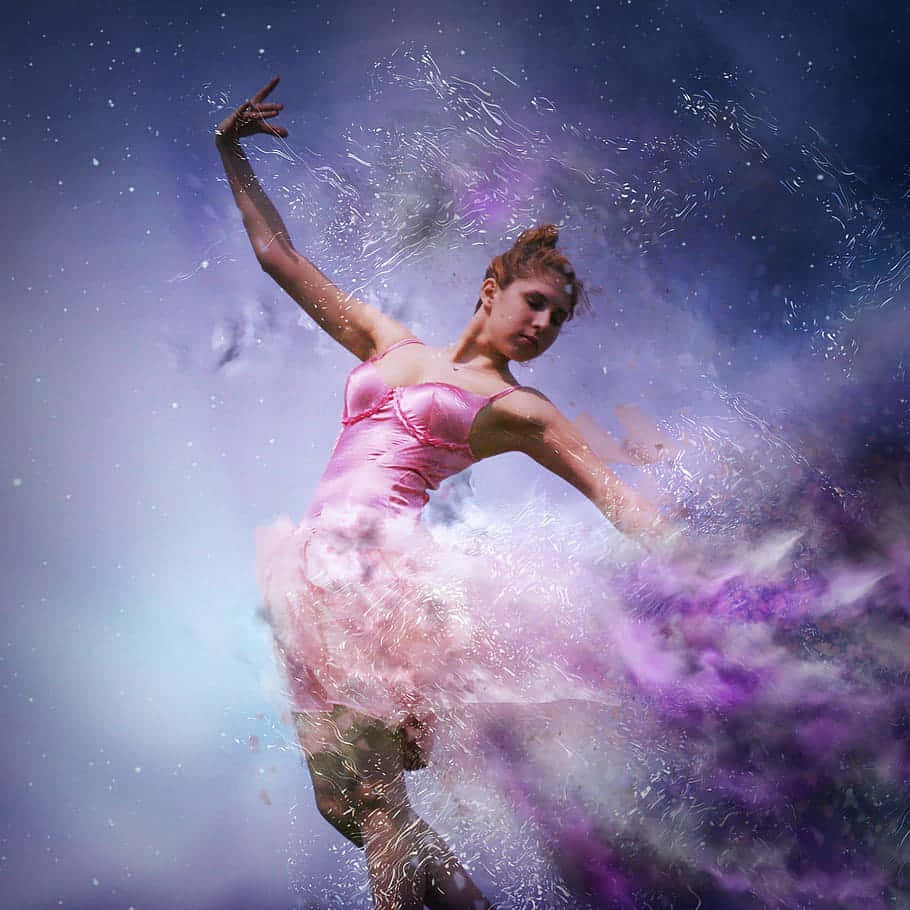 Captivating Ballerina In Pink Dress Background