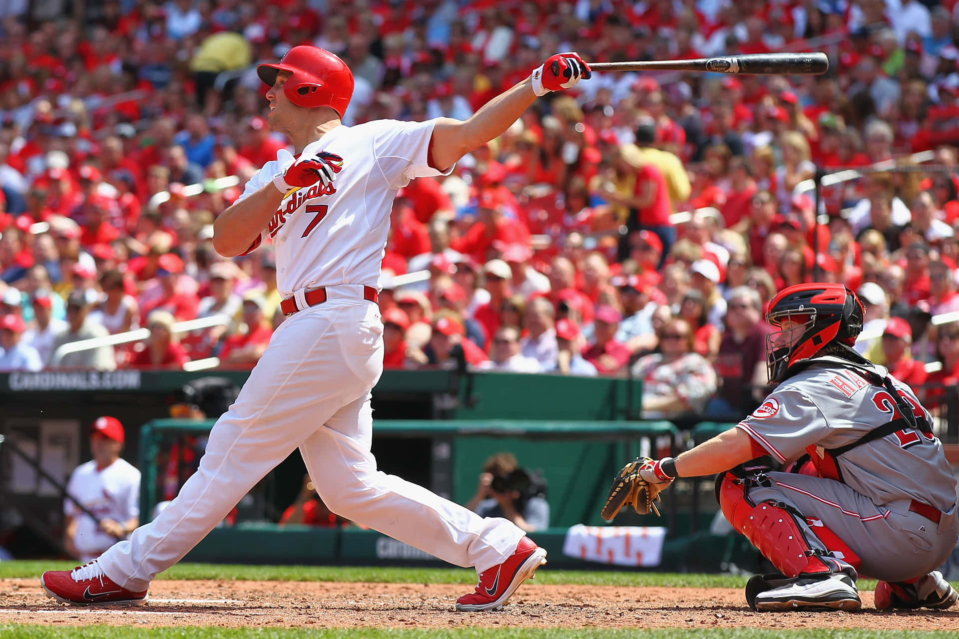 Captivating Baseball Bat Swing In Action Background