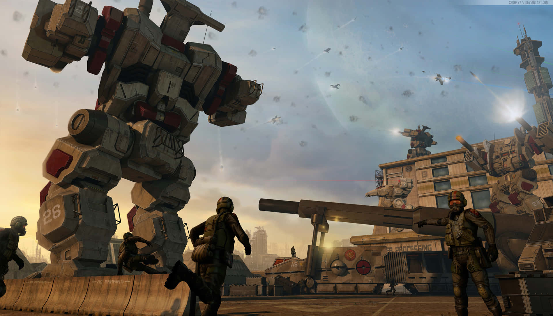 Captivating Battletech Battle Scene Background
