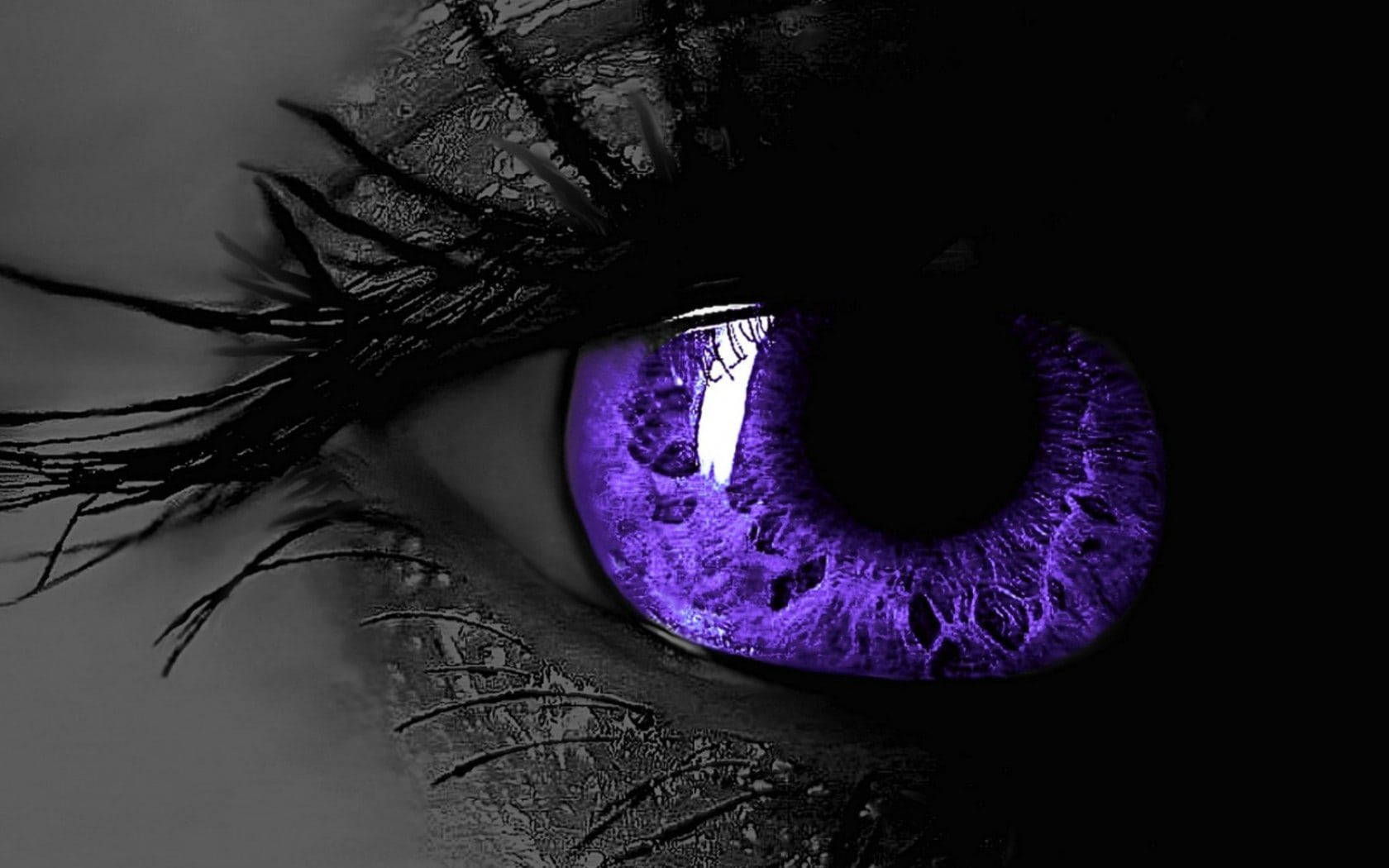 Captivating Black And Purple Eye Art Background