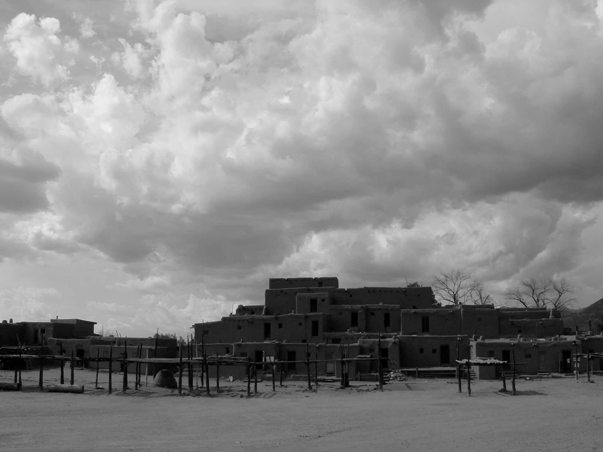 Captivating Black And White Image Of Taos Pueblo