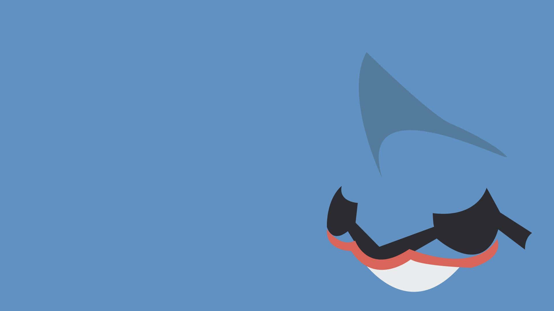 Captivating Blue Minimalist Illustration Of Pokemon Toxicroak Background