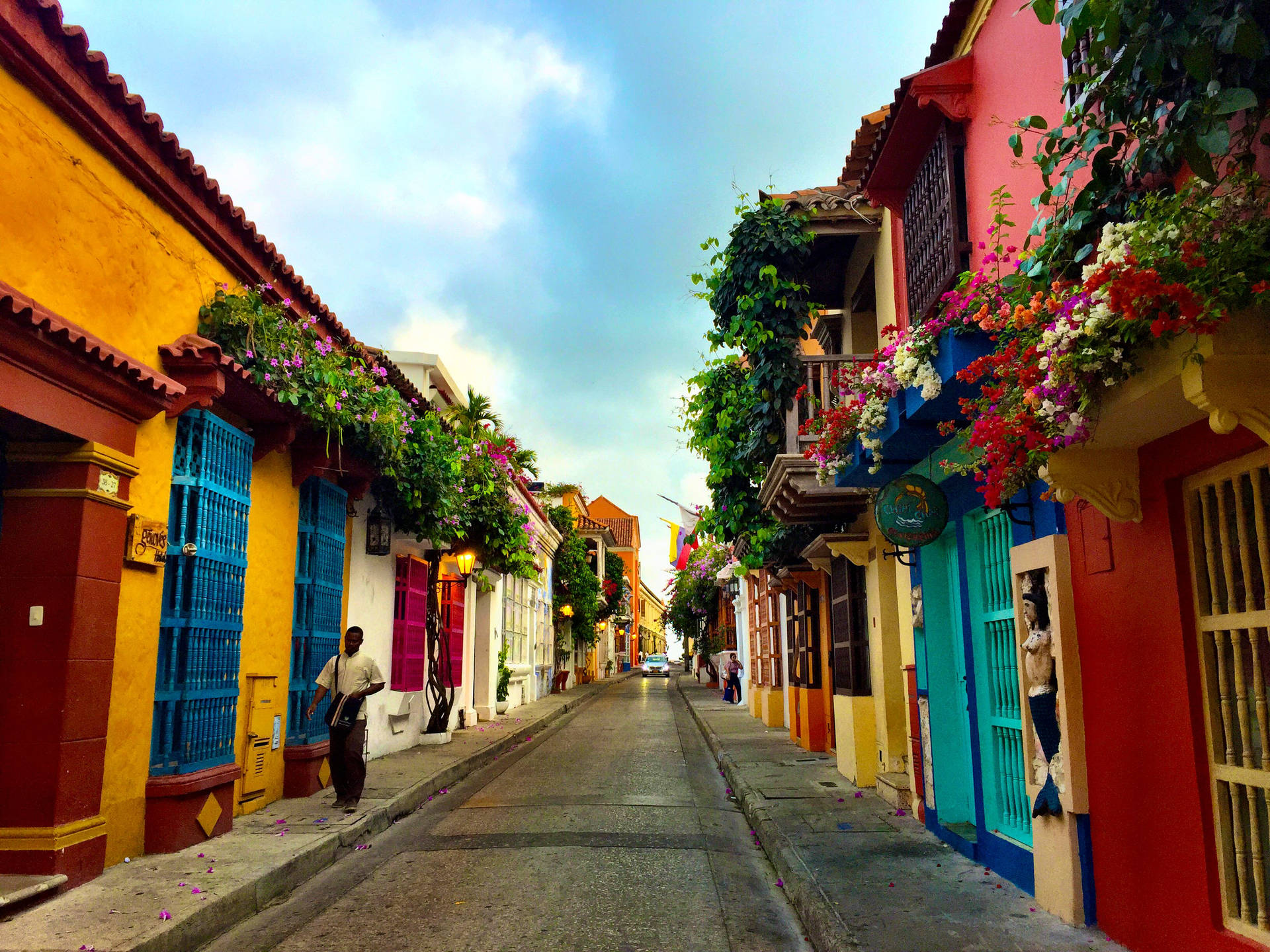 Captivating Cartagena: Colorful Colonial Architecture Background