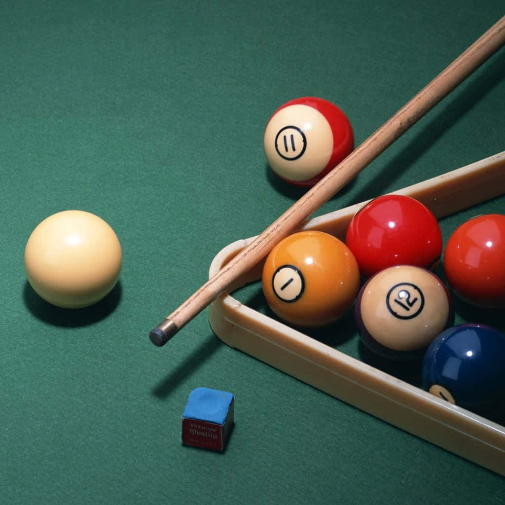 Captivating Close-up Of Cue Ball On A Pool Table Background