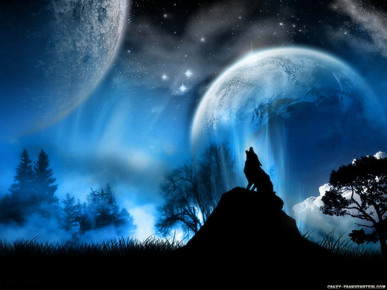 Captivating Fire And Ice Wolf Background