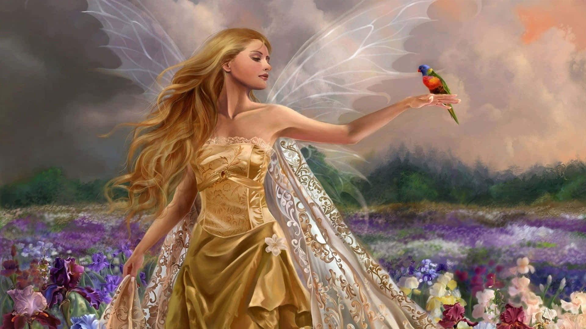 Captivating Gathering Of Angelic Figurines Background