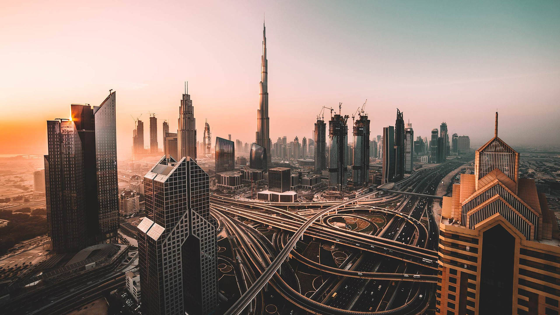 Captivating Golden Hour In Dubai 4k Background