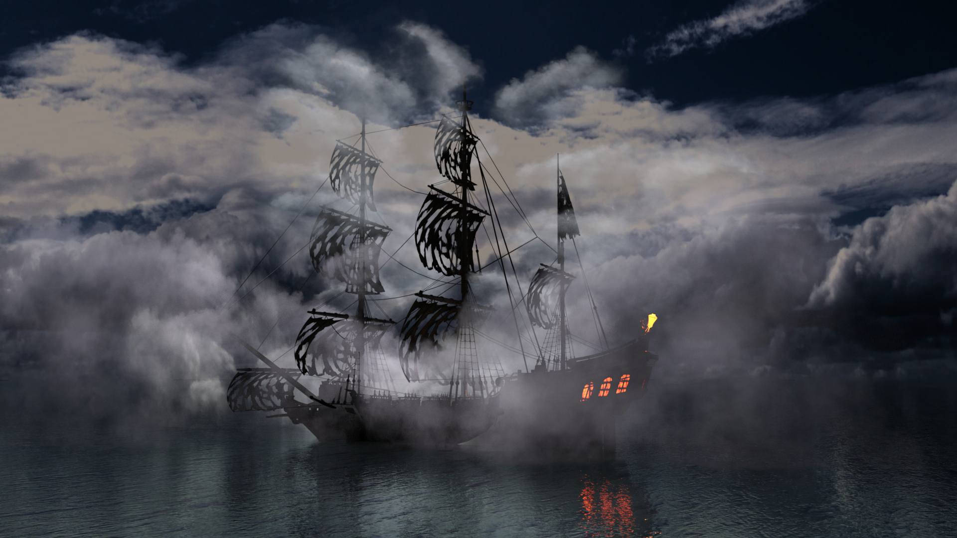 Captivating Image Of A Haunted Ghost Ship Background