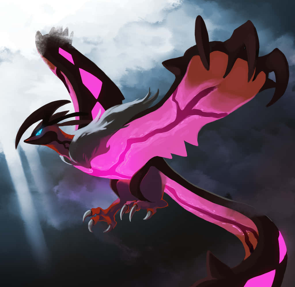 Captivating Image Of The Legendary Yveltal Pokémon Flaunting A Glowing Body