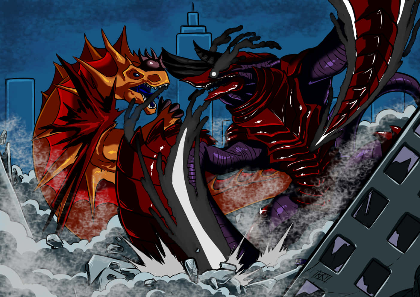 Captivating Kaiju Destruction Scene Background