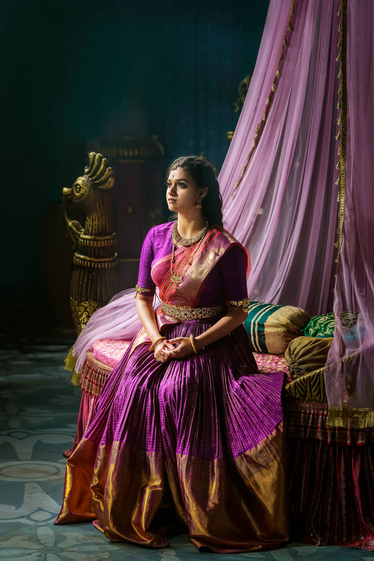 Captivating Keerthi Suresh In Elegant Violet Saree