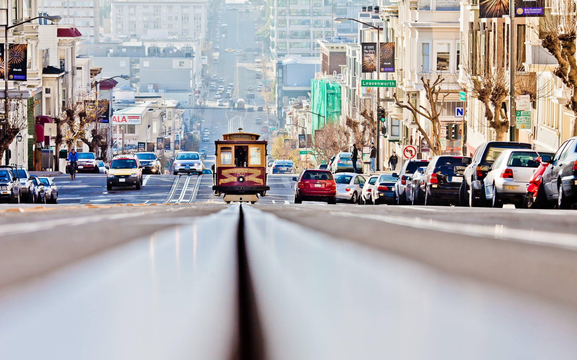 Captivating Low-angle Shot Of A San Francisco Cable Car